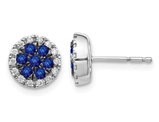 2/5 Carat (ctw) Blue Sapphire Post Earrings in 14K White Gold with Diamonds